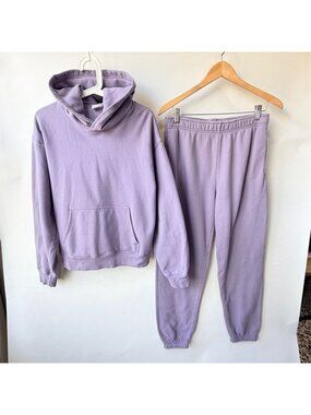 Aritzia TNA Cozy Fleece Perfect Hoodie Joggers Set Women Lavender Purple Size M*
